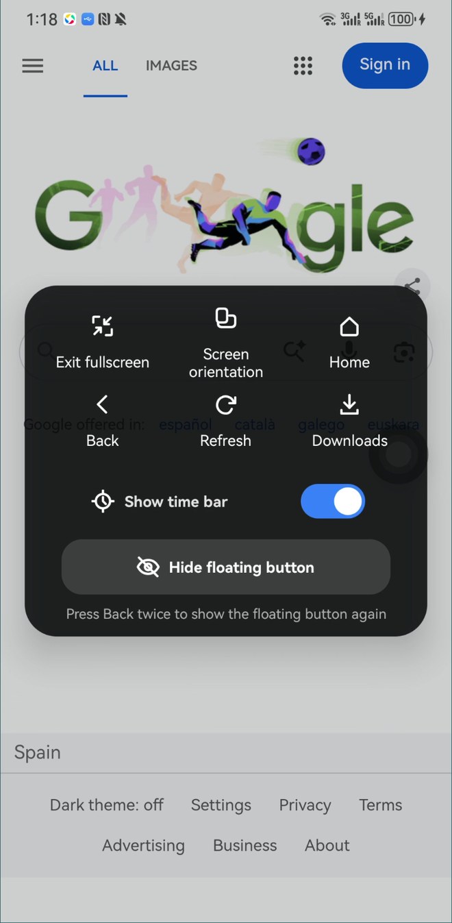 Fullscreen controls